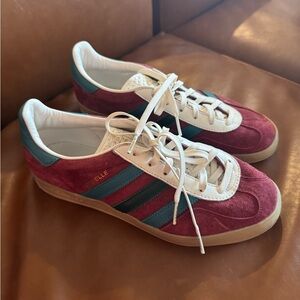 Adidas Gazelle Burgundy and Teal Sneakers